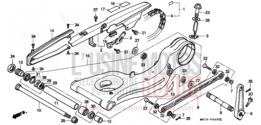 BRAS OSCILLANT/CARTER DE CHAINE VFR750RK de 1989